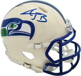 AJ Barner Autographed Seattle Seahawks Cream Retro Speed Mini Helmet Beckett BAS Witness Stock #262483