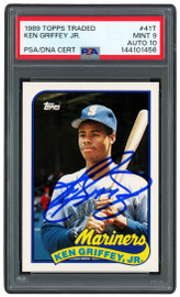 Ken Griffey Jr. Autographed 1989 Topps Traded Rookie Card #41T Seattle Mariners PSA 9 Auto Grade Gem Mint 10 PSA/DNA Stock #262491