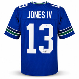 Seattle Seahawks Ernest Jones IV Autographed Blue Throwback Jersey MCS Holo Stock #262475