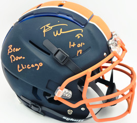 Brian Urlacher Autographed Black & Orange SpeedFlex Authentic Schutt Full Size Helmet Chicago Bears "Bear Down Chicago, #1/1" Beckett BAS Witness #4W469043