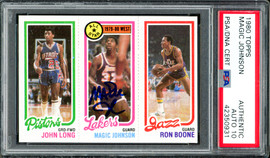 Magic Johnson Autographed 1980 Topps Rookie Card Los Angeles Lakers Auto Grade Gem Mint 10 PSA/DNA #42350931
