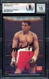 Muhammad Ali Autographed 1993 All World Promo Card Auto Grade Gem Mint 10 "93" Beckett BAS #19823364