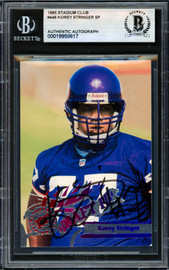 Korey Stringer Autographed 1995 Stadium Club Rookie Card #D446 Minnesota Vikings Beckett BAS #19958617