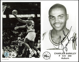 Charles Barkley Autographed 8x10 Photo Philadelphia 76ers Vintage Signature Beckett BAS QR #BV86529