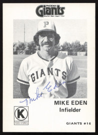 Mike Eden Autographed 1975 Circle K Rookie Card #19 Phoenix Giants SKU #264196