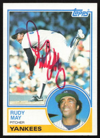 Rudy May Autographed 1983 Topps Card #408 New York Yankees SKU #264668