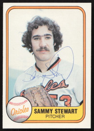 Sammy Stewart Autographed 1981 Fleer Card #181 Baltimore Orioles SKU #265066