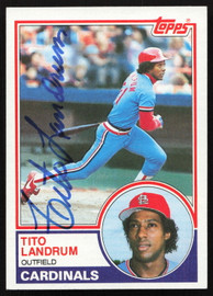 Tito Landrum Autographed 1983 Topps Card #337 St. Louis Cardinals SKU #263838