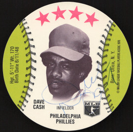 Dave Cash Autographed 1976 MSA Orbaker's Ice Cream Card Philadelphia Phillies SKU #264328