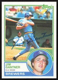Jim Gantner Autographed 1983 Topps Card #88 Milwaukee Brewers SKU #264650