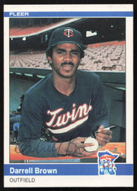Darrell Brown Autographed 1984 Fleer Card #556 Minnesota Twins SKU #265185