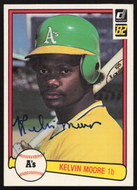 Kelvin Moore Autographed 1982 Donruss Card #534 Oakland A's SKU #263591
