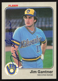 Jim Gantner Autographed 1983 Fleer Card #34 Milwaukee Brewers SKU #263767