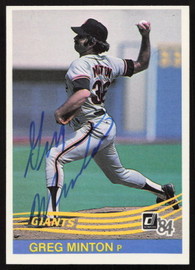 Greg Minton Autographed 1984 Donruss Card #187 San Francisco Giants SKU #263896