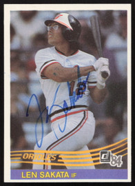 Lenn Sakata Autographed 1984 Donruss Card #620 Baltimore Orioles SKU #263961