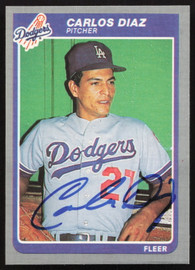 Carlos Diaz Autographed 1985 Fleer Card #369 Los Angeles Dodgers SKU #264101