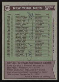 Phil Cavarretta Autographed 1976 Topps Card #531 New York Mets (Signed on Back) SKU #264454