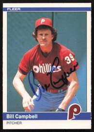Bill Campbell Autographed 1984 Fleer Update Card #U-23 Philadelphia Phillies SKU #265197