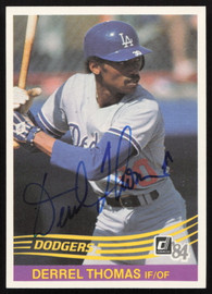 Derrel Thomas Autographed 1984 Donruss Card #397 Los Angeles Dodgers SKU #263923
