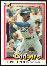 Dave Davey Lopes Autographed 1981 Donruss Card #416 Los Angeles Dodgers SKU #265026
