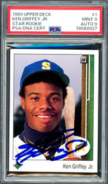 Ken Griffey Jr. Autographed 1989 Upper Deck Rookie Card #1 Seattle Mariners PSA 9 Auto Grade Mint 9 PSA/DNA #76568927
