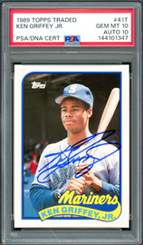 Ken Griffey Jr. Autographed 1989 Topps Traded Rookie Card #41T Seattle Mariners PSA 10 Auto Grade Gem Mint 10 PSA/DNA #144101347