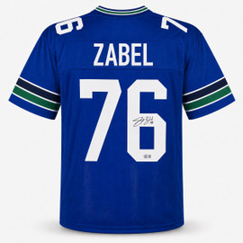 Seattle Seahawks Grey Zabel Autographed Blue Throwback Jersey MCS Holo Stock #263325