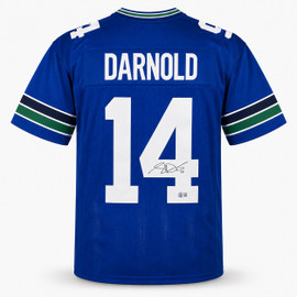 Seattle Seahawks Sam Darnold Autographed Blue Throwback Jersey Beckett BAS Witness Stock #262980