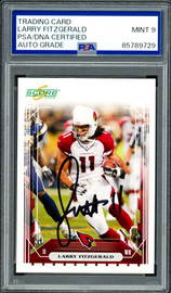 Larry Fitzgerald Autographed 2006 Score Card #4 Arizona Cardinals Auto Grade Mint 9 PSA/DNA #85789729