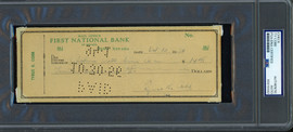 Ty Cobb Autographed 3x8 Check Detroit Tigers PSA/DNA #85810482