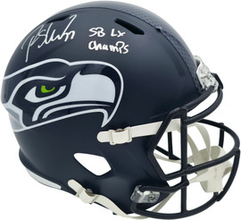 Rashid Shaheed Autographed Seattle Seahawks Blue Full Size Speed Replica Helmet "SB LX Champs" MCS Holo Stock #265550