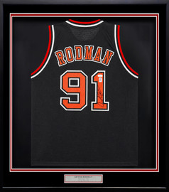 Chicago Bulls Dennis Rodman Autographed Framed Black Jersey JSA Stock #265446