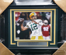Aaron Rodgers Autographed Framed 8x10 Photo Green Bay Packers Beckett BAS QR #BA25380