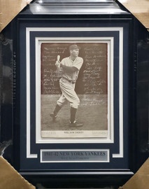 1941-42 New York Yankees Team Autographed Framed 7x10 Photo With 27 Signatures Including Joe DiMaggio Beckett BAS #AE49195