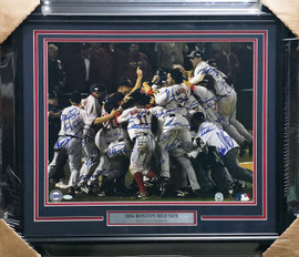 2004 Boston Red Sox World Series Champions Autographed Framed 16x20 Photo With 26 Signatures Including David Ortiz & Pedro Martinez Steiner Holo SKU #265752