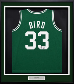 Boston Celtics Larry Bird Autographed Framed Green Jersey PSA/DNA Stock #265810