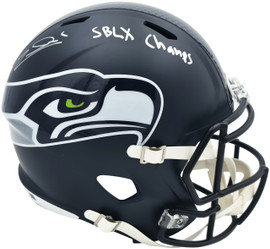 Zach Charbonnet Autographed Seattle Seahawks Blue Full Size Speed Replica Helmet "SB LX Champs" MCS Holo Stock #265871
