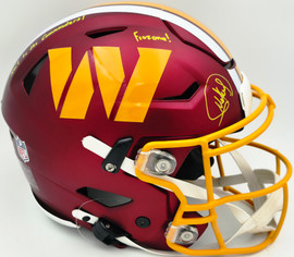 Mike Sainristil Autographed Washington Commanders Red Full Size SpeedFlex Authentic Helmet "Hail to the Commanders! Frozone!" Beckett BAS Witness #WU36076
