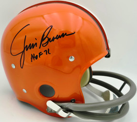 Jim Brown Autographed Cleveland Browns Orange Full Size Riddell Replica Helmet "HOF 76" Beckett BAS #AG020314