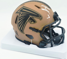 Bijan Robinson Autographed Atlanta Falcons Salute to Service Speed Mini Helmet Beckett BAS Witness #1W878980