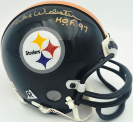 Mike Webster Autographed Pittsburgh Steelers Black Mini Helmet "HOF 97" Beckett BAS QR #BW30762