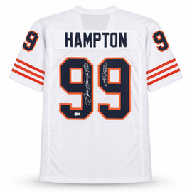 Chicago Bears Dan Hampton Autographed White Jersey "HOF 2002" Beckett BAS Witness Stock #265939