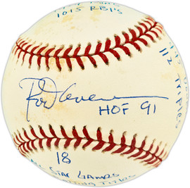Rod Carew Autographed Official MLB Baseball Minnesota Twins, Los Angeles Angels With 18 Stats Beckett BAS QR #BX67639