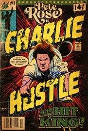 Pete Rose Autographed Pop Fly Pop Shop Print "Charlie Hustle" Cincinnati Reds Signed by Artist #586/808 SKU #266187