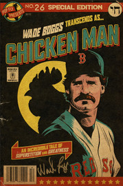 Wade Boggs Autographed Pop Fly Pop Shop Print Boston Red Sox Signed by Artist #17/457 SKU #266181