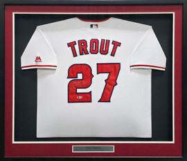 Los Angeles Angels Mike Trout Autographed Framed White Majestic Jersey Beckett BAS #A50328