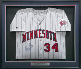 Minnesota Twins Kirby Puckett Autographed Framed Gray Russell Jersey "#34" JSA #ZZ91444