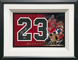 Chicago Bulls Michael Jordan Autographed Framed Black Jersey #2 Upper Deck Collage UDA Holo #BAJ63795