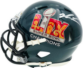 Jalen Carter Autographed Philadelphia Eagles Green Super Bowl LIX Champions Logo Speed Mini Helmet JSA Witness Stock #266082