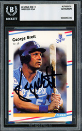 George Brett Autographed 1988 Fleer Card #254 Kansas City Royals Beckett BAS #20457315